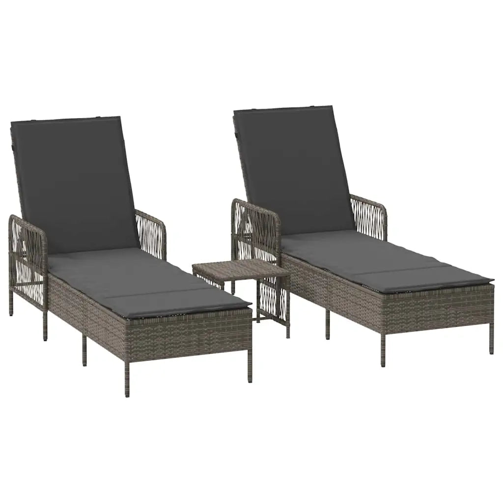 Lettino da sole 3 pcs Grigio e Grigio Scuro 55 x 200 x 92 cm 365434