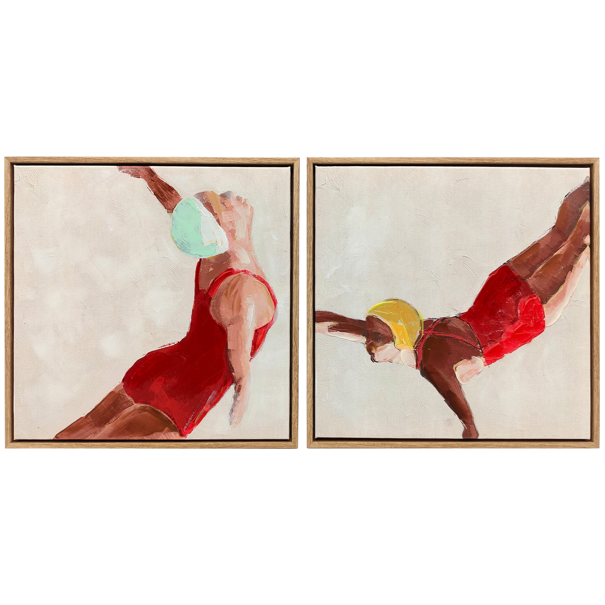 Set di 2 Quadri su Tela 40x40 cm Design Moderno Stampa Artistica da Parete con Ganci Inclusi Rosso