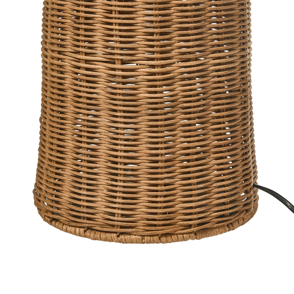 Lampada da terra Boho con paralume in rattan e base in vimini per soggiorno e camera da letto marrone