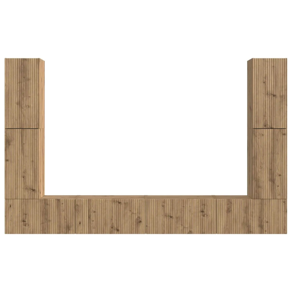 Set mobile TV 8 pcs Rovere artigianale Legno multistrato