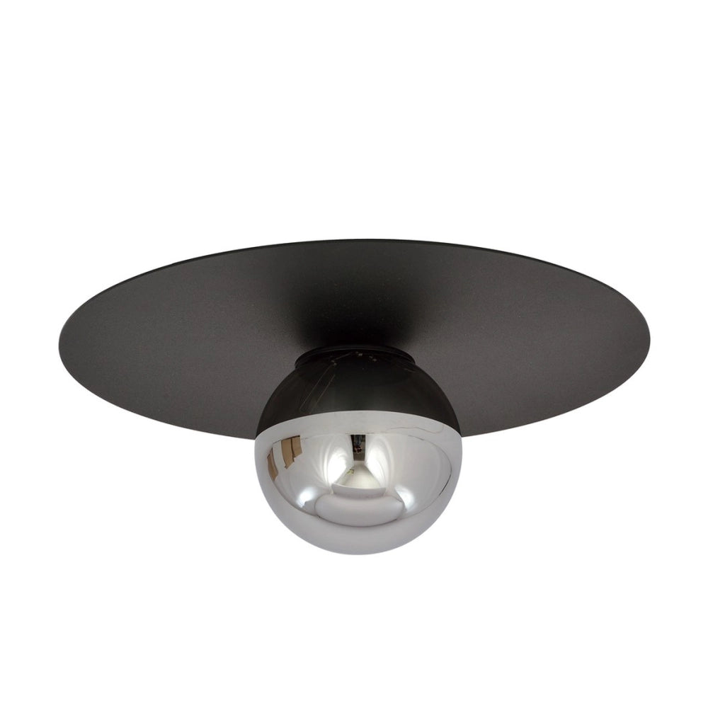 Lampada da soffitto SOLAR con struttura in metallo nero opaco e vetro grafite