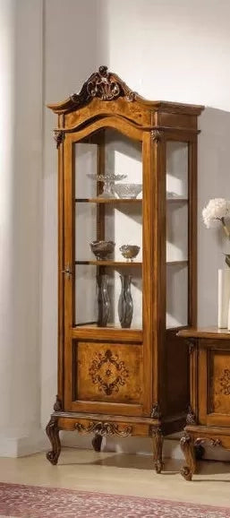 Vetrina legno 1 porta impero finitura noce bassano 72x46x214 - Mobili 2G