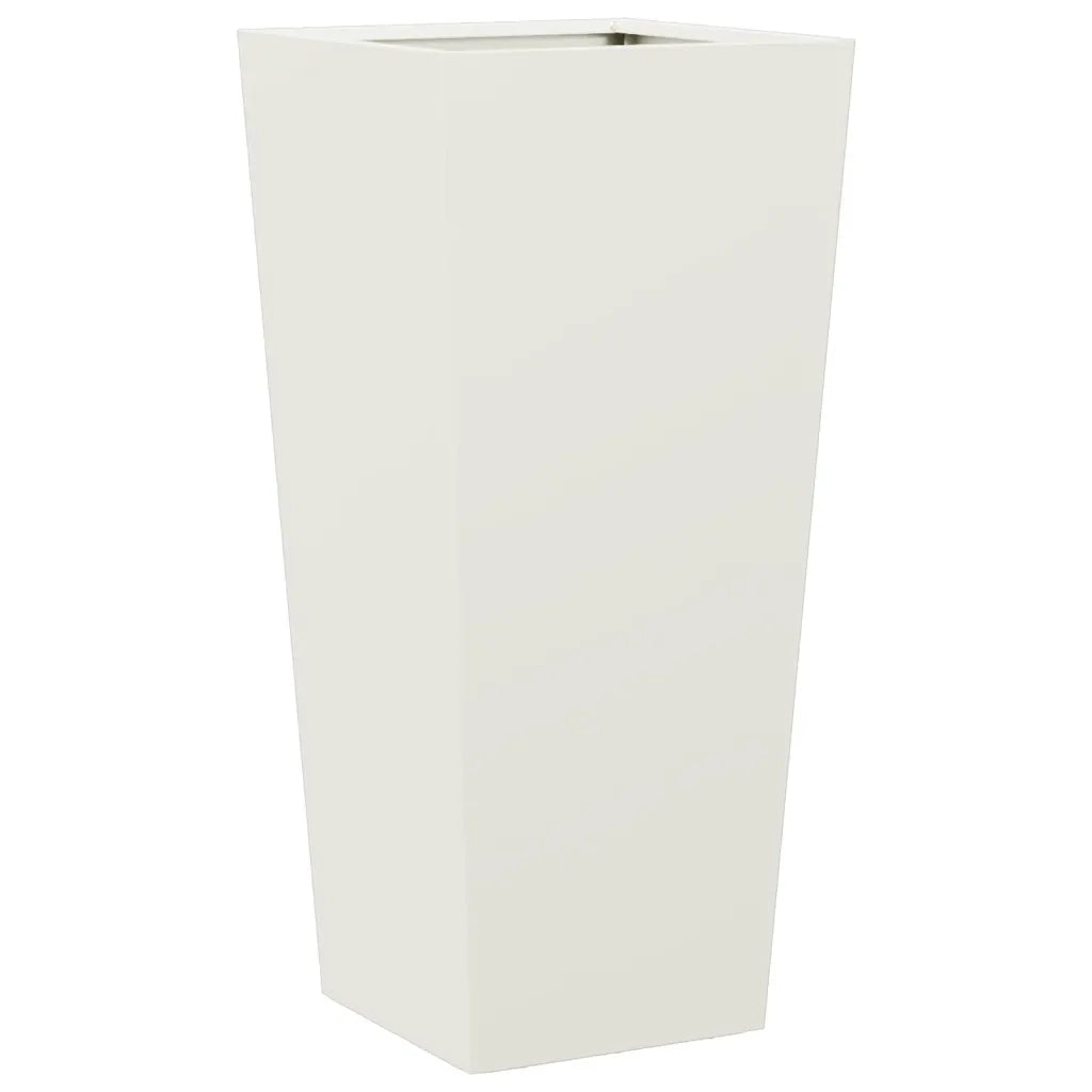 2 pz Fioriere | Cassetta per fiori | Vaso da Giardino Bianche 35x35x75 cm in Acciaio