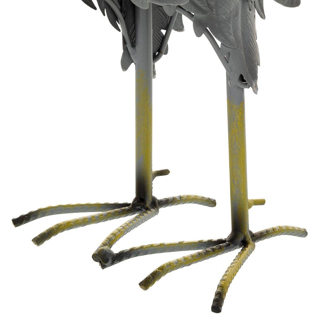 Figura decoración gallo de metal gris 41x16x54h cm