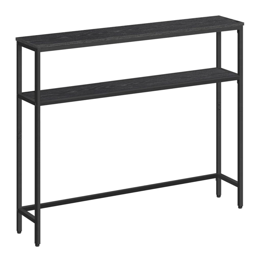Consolle per ingresso tavolino sottile a 2 ripiani 20 x 120 x 80 cm tavolino laterale con 2 ripiani per soggiorno/camera da letto marmo bianco e nero inchiostro 12_0005224