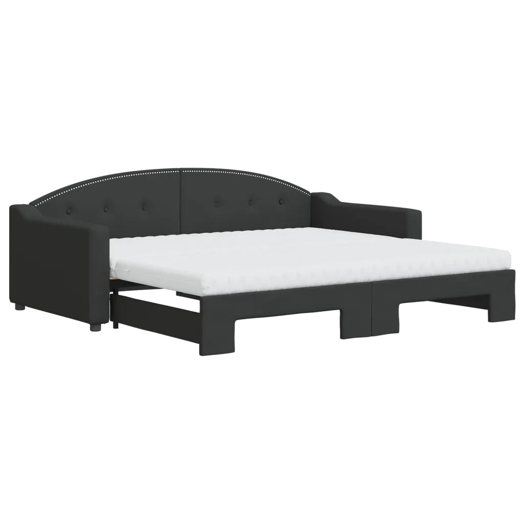 Divano Letto Estraibile con Materassi Nero 90x190 cm in Tessuto 3197560