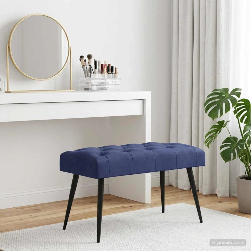 Panchina con bottoni imbottiti Blu Polizia 80 x 40 x 46 cm 42038569