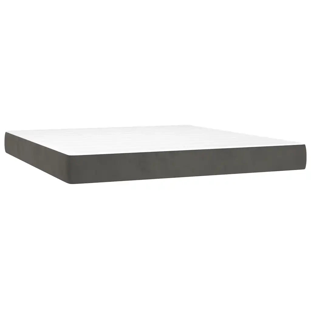 Materasso a Molle-Materasso per letto Grigio Scuro 160x220x20 cm in Velluto