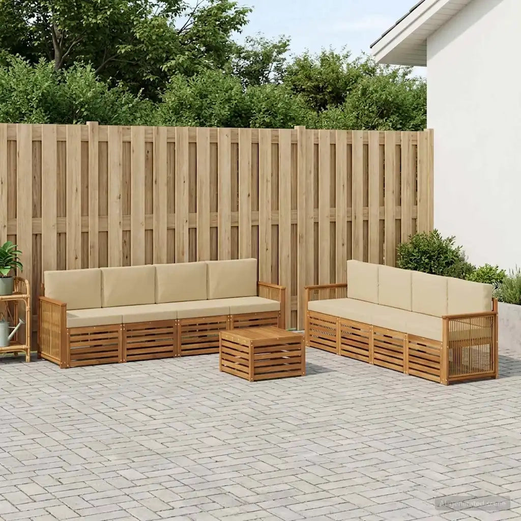 Set divani con cuscino 9 pcs Legno di Acacia Massello