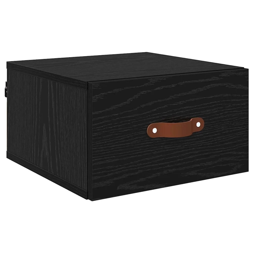 Mobiletto da comodino a parete-Tavolino da notte Rovere Nero 35 x 35 x 20 cm 412793