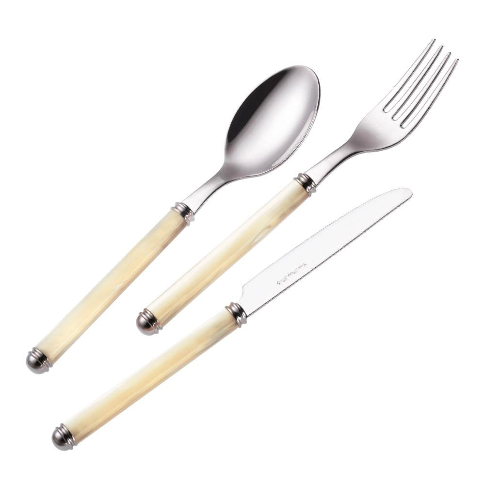 Servizio Set di Posate 24 pezzi in Acciaio Inox Eme Linea Perlato Bianco 2