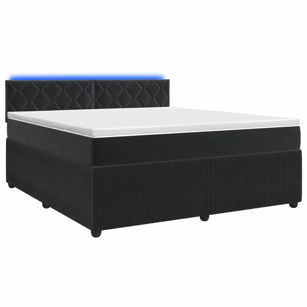 Letto box spring con materasso Nero 160 x 200 cm Velluto 3453181