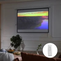 Schermo per Proiettore 100 Pollici Formato 4:3 Regolabile con Telecomando, Schermo di Proiezione Motorizzato Compatto, Installazione a Parete o Soffitto, 203x152 cm, Bianco