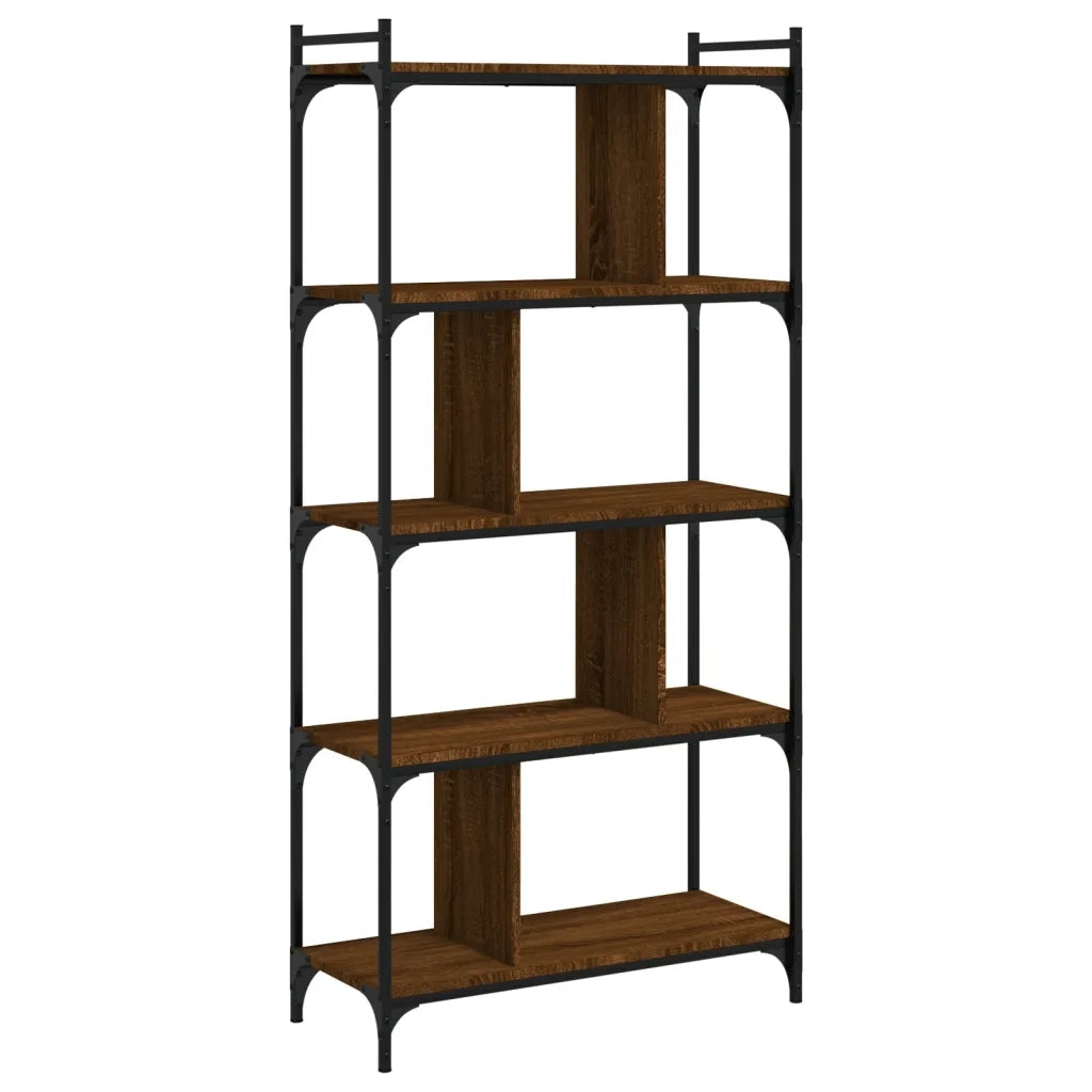 Libreria-Scaffale per Libri-Mobile di Stoccaggio Rovere Marrone 5 Ripiani 76x32x158cm Legno Multistrato
