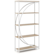 Libreria indipendente con design a forma di arco struttura in metallo-Libreria moderno a 5 ripiani con ripiani aperti Bianco