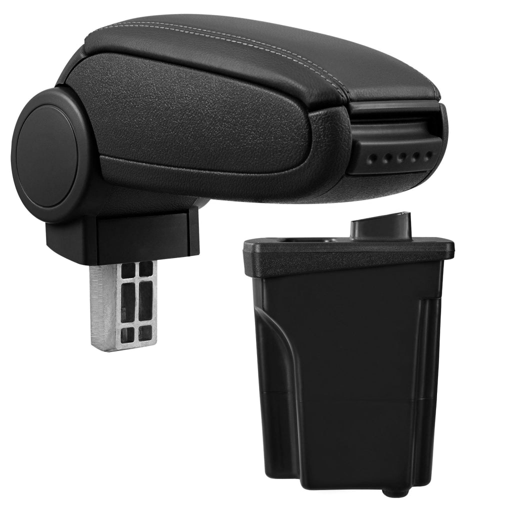 Bracciolo centrale per Hyundai I30 GD con scomparto imbottito in similpelle nera con cuciture nere 03_0000497