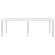 Tavolo da Giardino Bianco 220x90x72 cm in Plastica Stile Rattan 45607