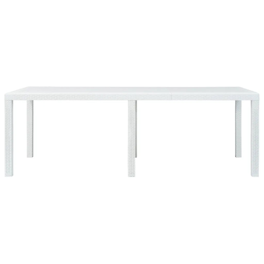 Tavolo da Giardino Bianco 220x90x72 cm in Plastica Stile Rattan 45607