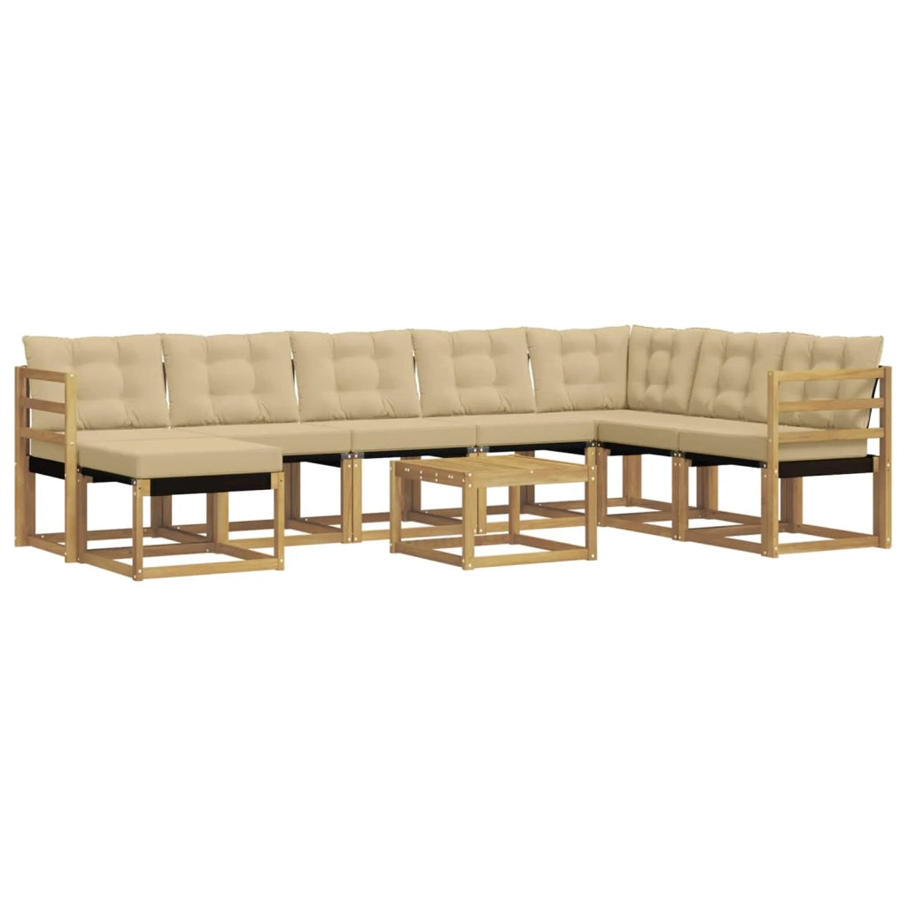 Set di divani da esterno con cuscino 9 pcs Bianco e Beige