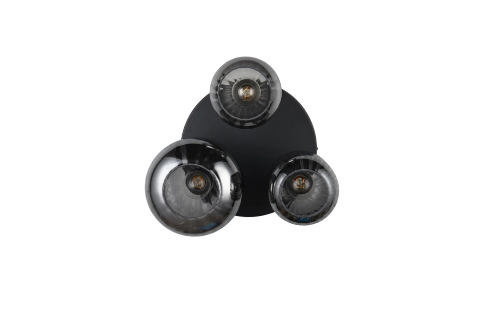 Plafoniera Trio DIVA nera vetro fumé tonda 39cm 3xE27