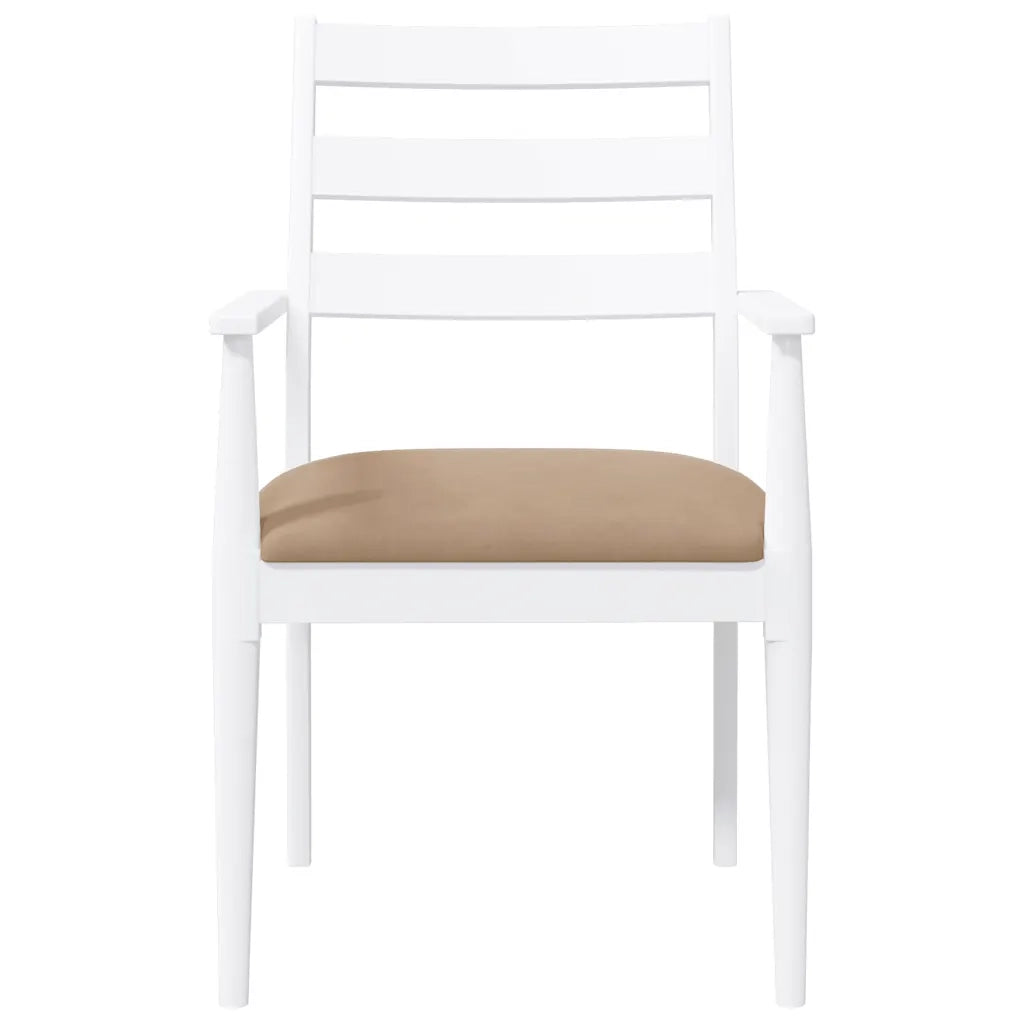 Sedie da Pranzo con Cuscini 2 pz Bianco Legno Massello di Hevea