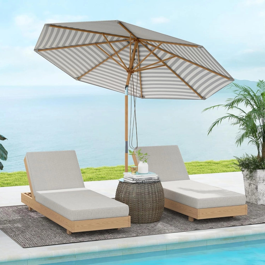 Ombrellone da Giardino 280 cm, Ombrellone Inclinazione Regolabile a 30°, con 8 Stecche, per Spiaggia Piscina Cortile (Binaco+Blu)