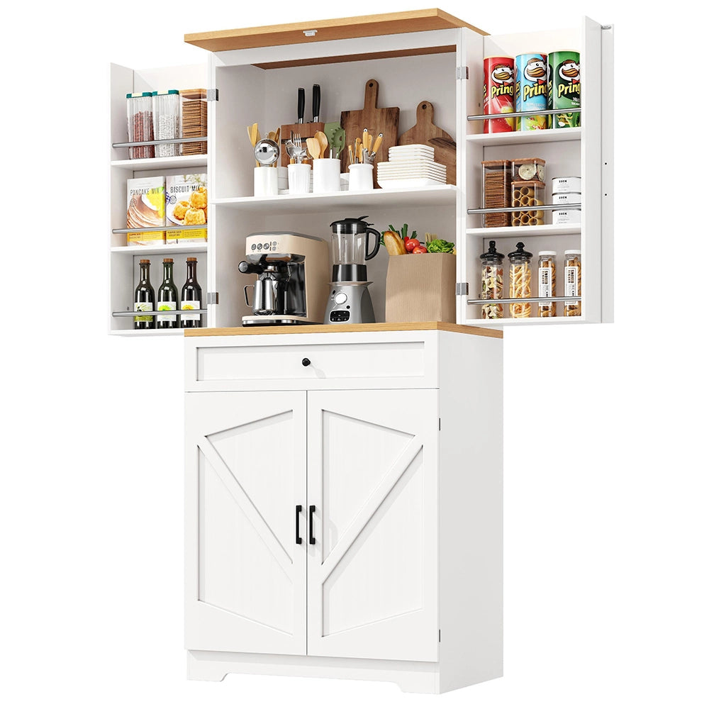 Armadio Cucina Alto 80x40x180cm - Xylo - Moderno con 12 Scomparti e Cassetti