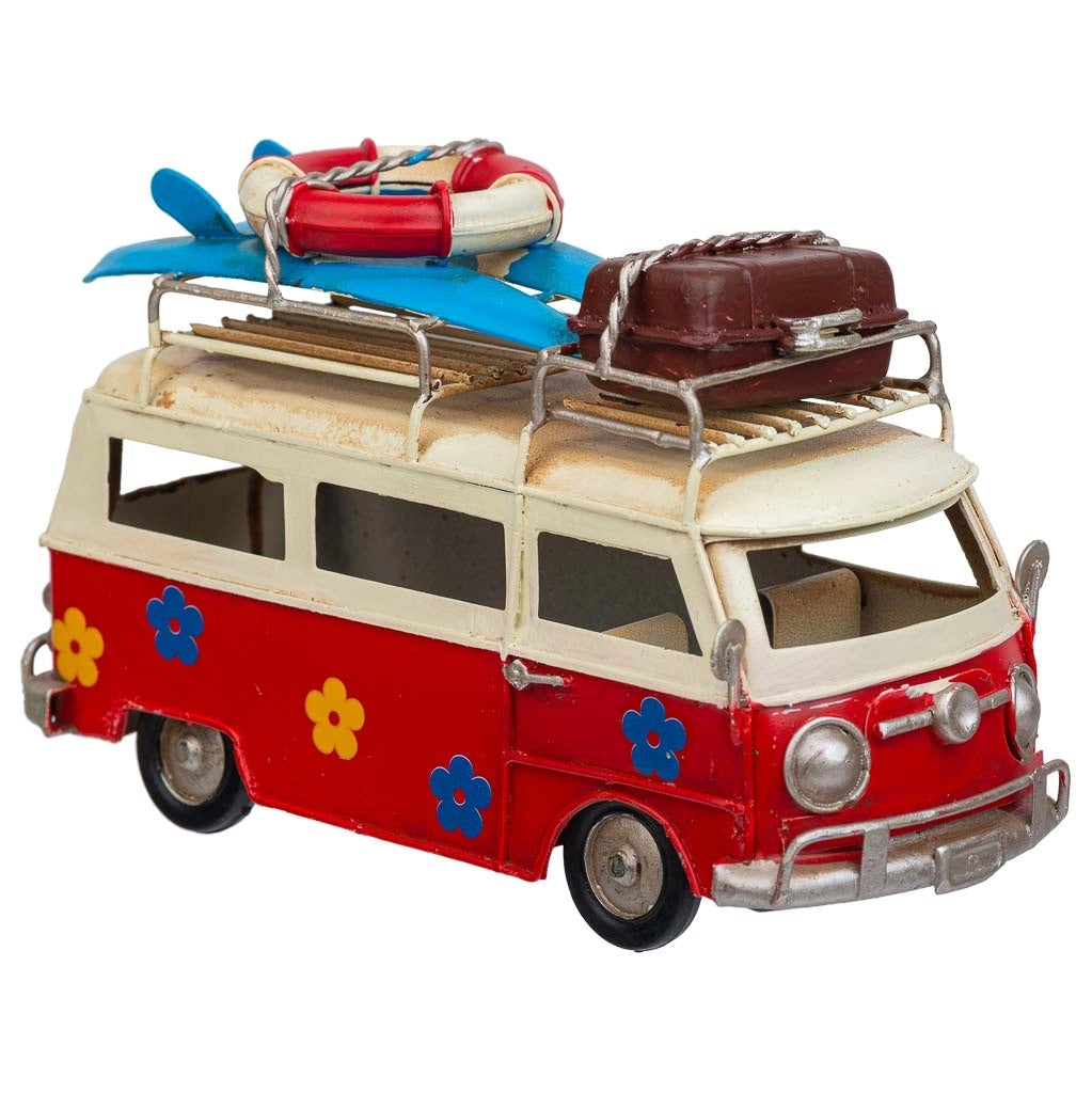Autobus in metallo rosso 17x7,5x10,5h
