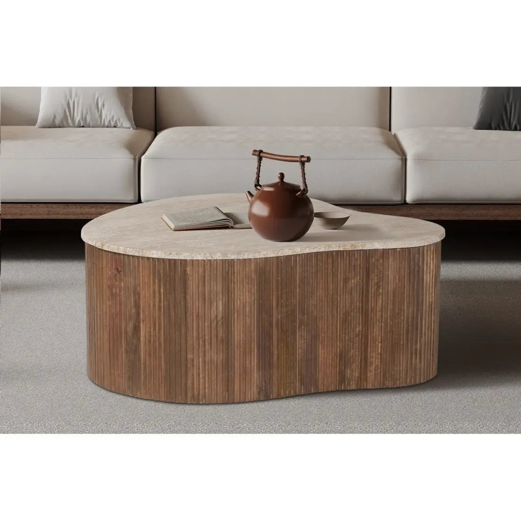 Tavolino basso in legno massiccio collezione DELHI 80cm - Stile etnico e design