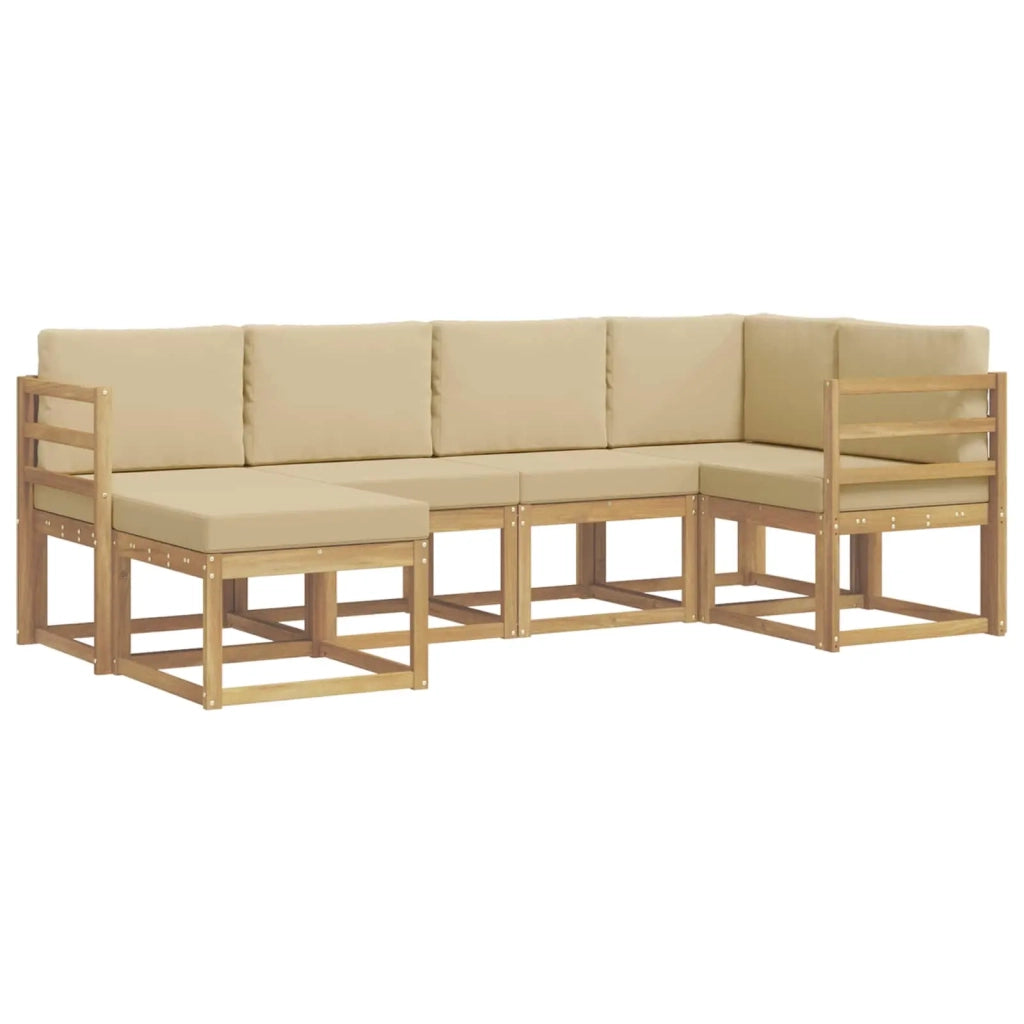 Set di divani da esterno 6 pcs Bianco e Beige Poliestere