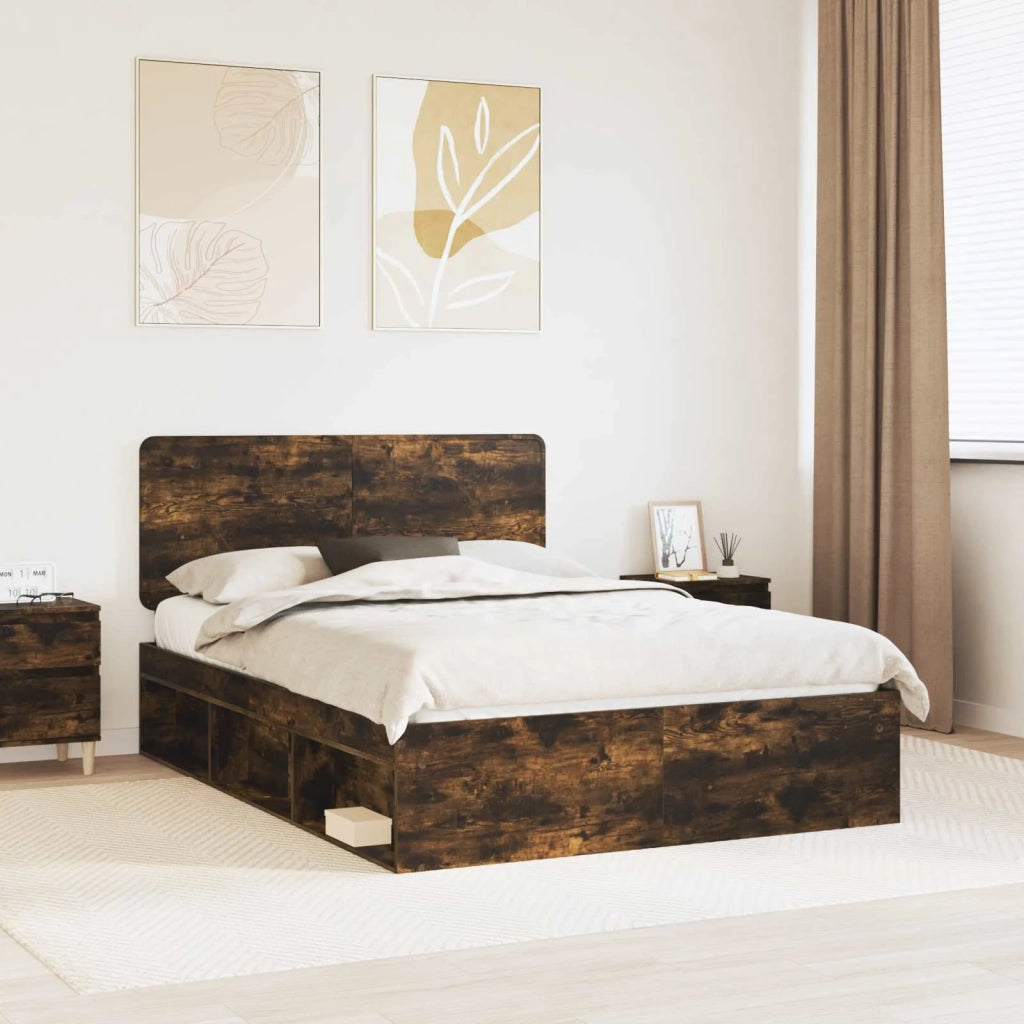 Struttura del letto Rovere fumé 140 x 190 cm Pino massello 3412492