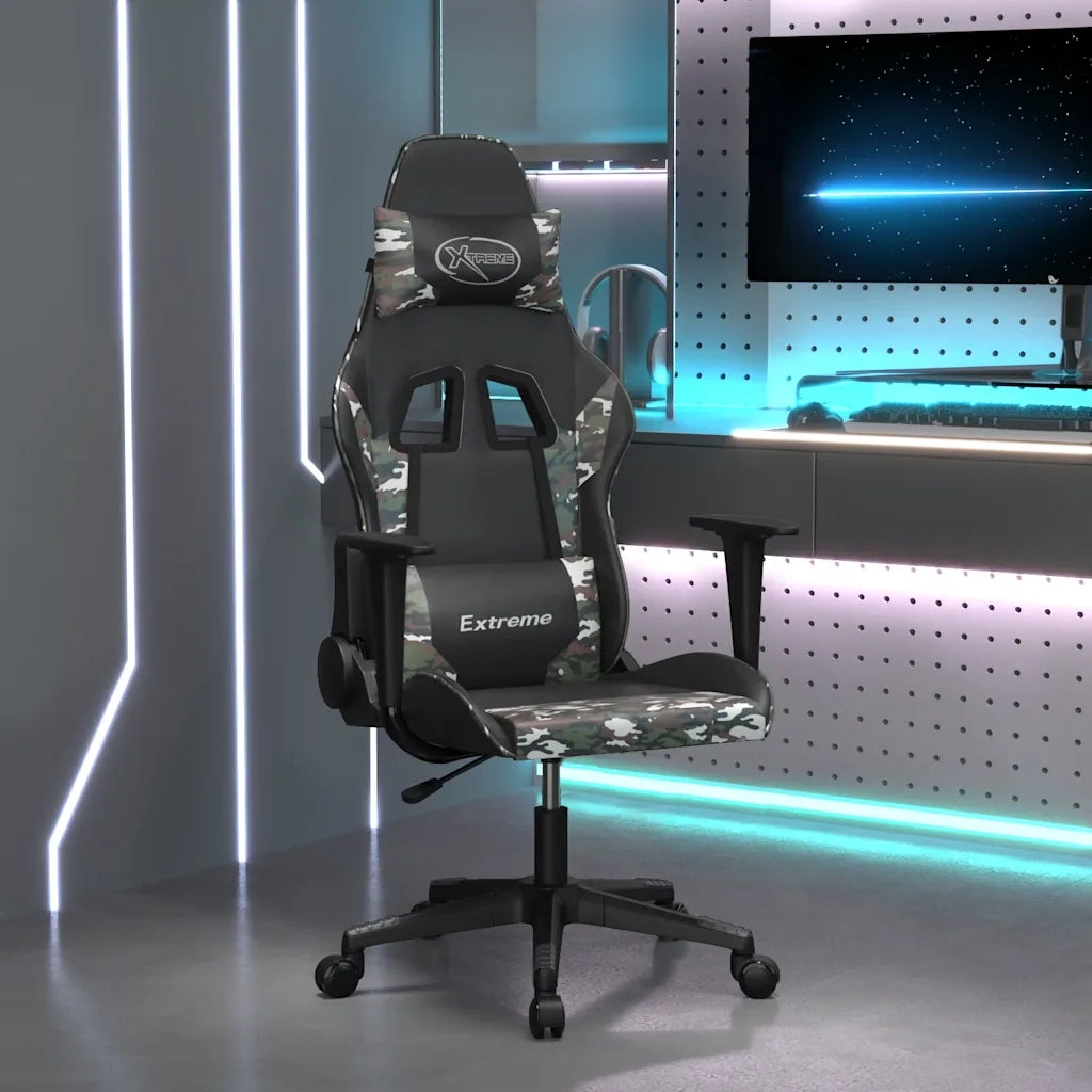 Sedia da Gaming | Sedia da e-sports Nero e Mimetico in Similpelle