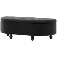 Pouf con Spazio di Archiviazione Imbottito, Chiusura Ammortizzata, Tessuto Effetto Velluto, 120 x 46 x 42 cm, Grigio Scuro