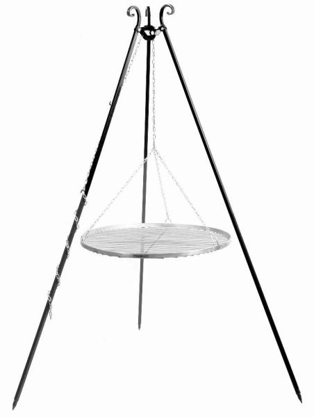 Barbecue Treppiede da 180 cm con griglia in acciaio inox da 80 cm