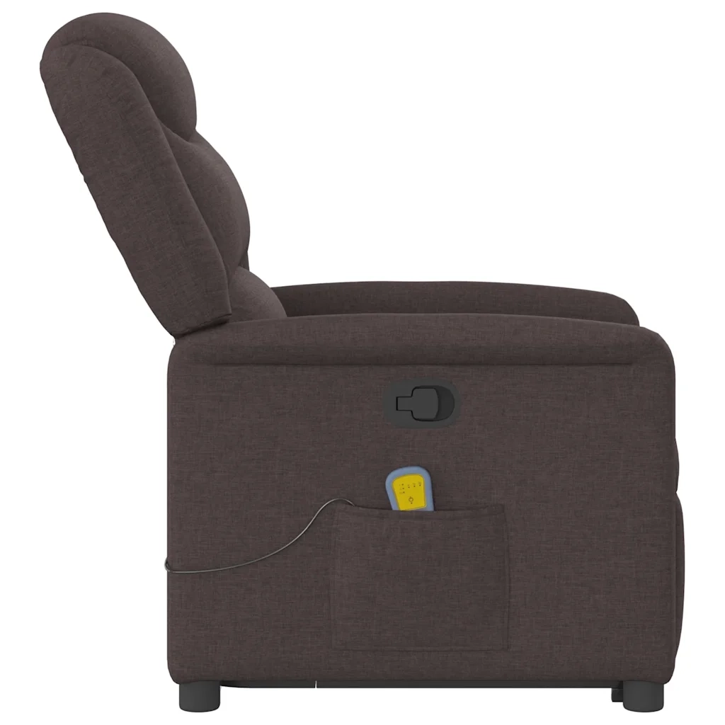 Poltrona Alzapersona Massaggi Reclinabile Marrone Scuro Tessuto 3303209