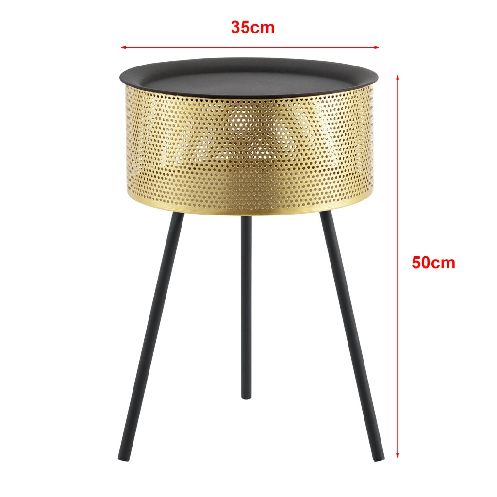 Tavolino Treppiede Gällivare 50 x 35 cm Oro/Nero [en.casa]
