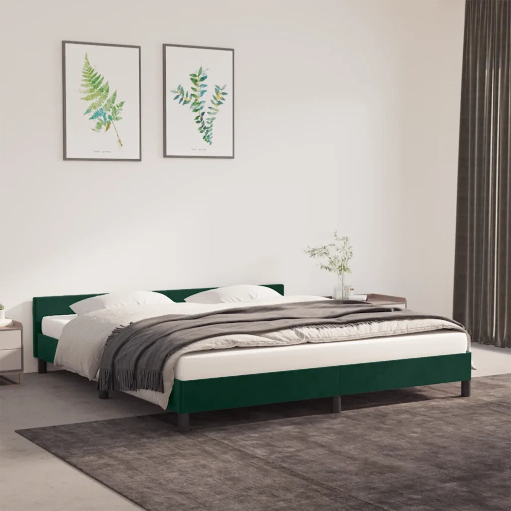 Giroletto senza Materasso Verde Scuro 160x200 cm in Velluto 347582