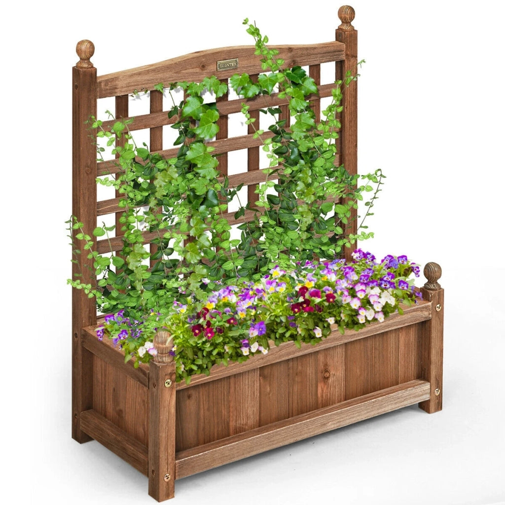 Fioriera in Legno con Spalliera per Piante Rampicanti Robusta e Resistente per Giardino e Balcone