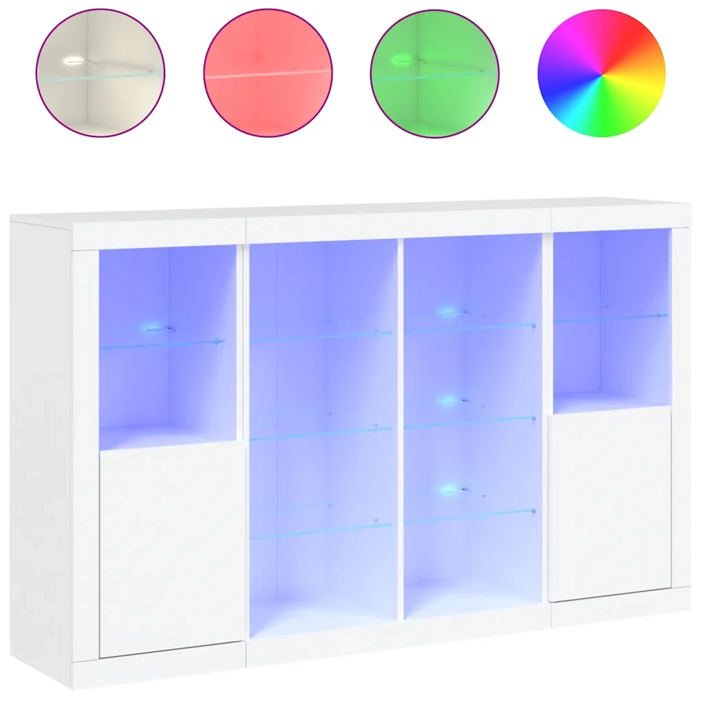 Credenze con Luci LED 3 pz Bianche in Legno Multistratocod mxl 109853