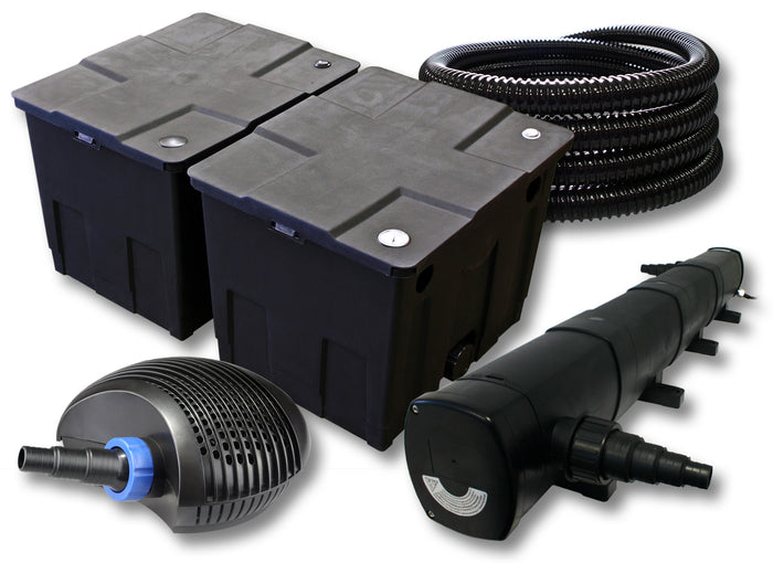 Set filtro per laghetto da 60.000 l Chiarificatore 72W Pompa ECO 40W Tubo 25m