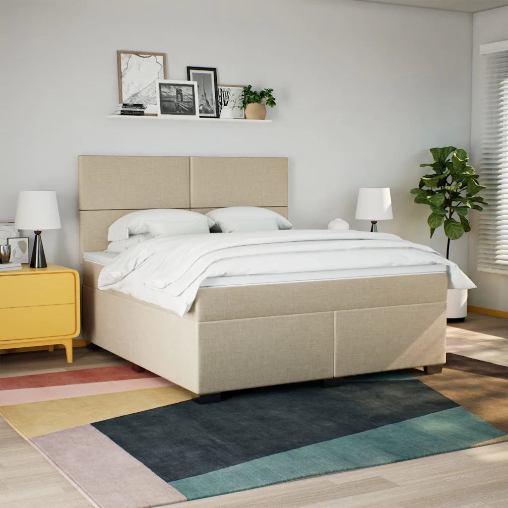 Giroletto a Molle con Materasso Crema 180x200 cm in Tessuto 3292865