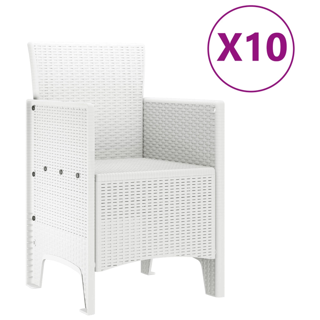 Set da Pranzo per Giardino da 11 Pezzi in Rattan Bianco