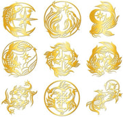 Sticker Decorativi Acqua Resistenti - 9 Pezzi Sticker Autocolante Oro - Pesciolino Koi/ Tema - Decorazione Metallica - Scrapbook/Manufatti - 4 cm x 4 cm - Sticker Decorativi