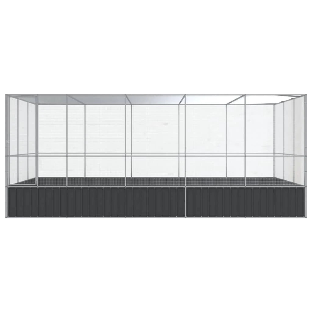 Voliera a gabbia con estensione in argento 518 x 307 x 212 cm acciaio argentato 02_0045657