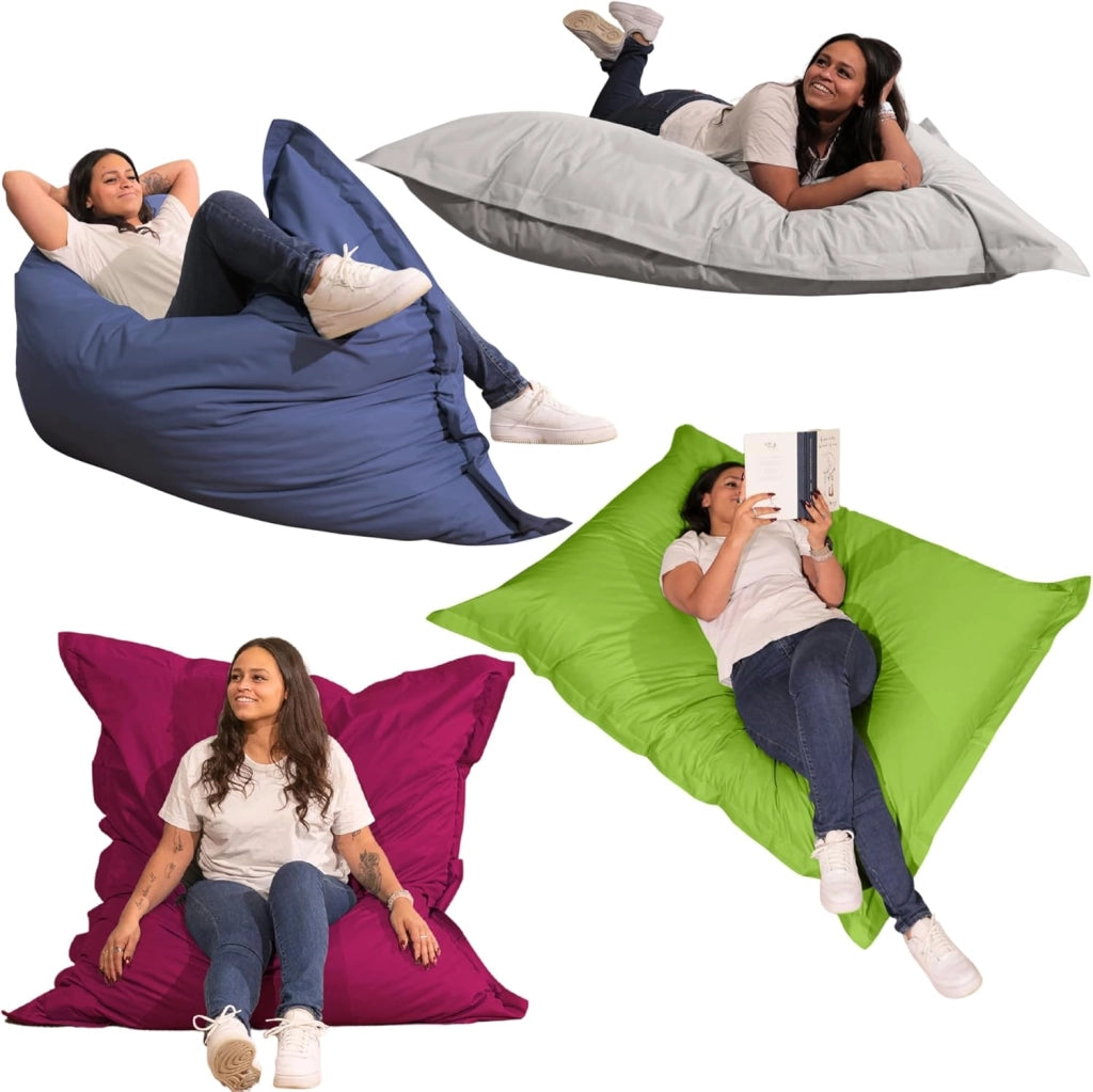 Pouf da Esterno Giardino, Tessuto Impermeabile e Anti-UV, Fodera Lavabile, Imbottitura in Schiuma Molto Confortevole - Pouf Poltrona Sacco Grande (180x140 cm, Grigio Scuro)