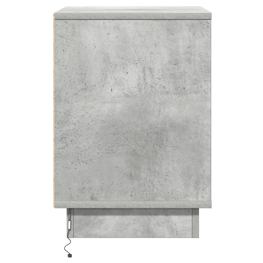 Comodino con luci LED grigio cemento 39x34.5x50 cm