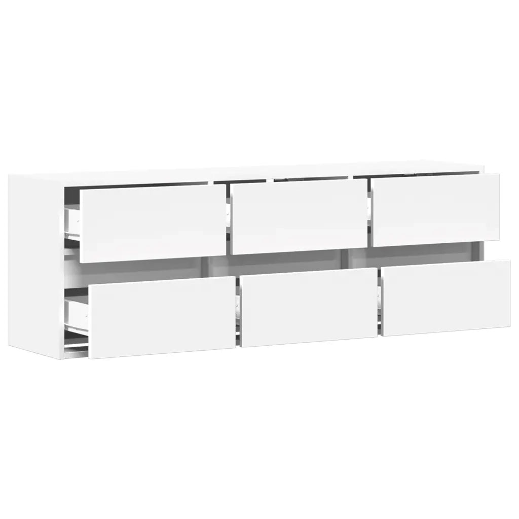 vidaXL Mobile TV a Parete con Luci LED Bianco 130x31x45 cm
