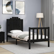 Giroletto con Testiera Nero Small Single in Legno Massello 3192260