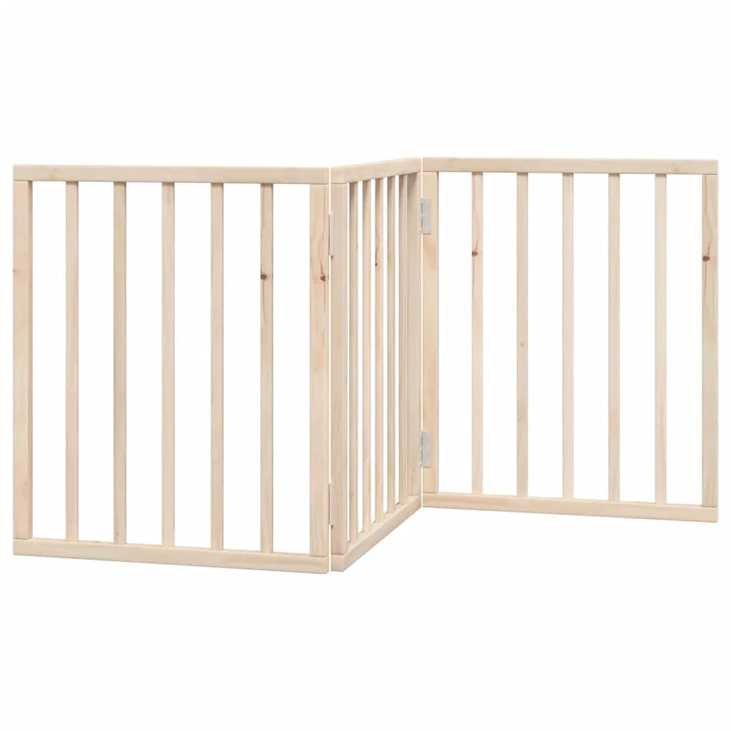 Cancelletto di sicurezza pieghevole per cani a 3 pannelli 150 cm legno di pioppo marrone 02_0023068