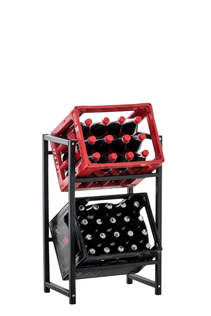 Scaffale Porta Casse di Bibite Lennert per 2 scatole,nero